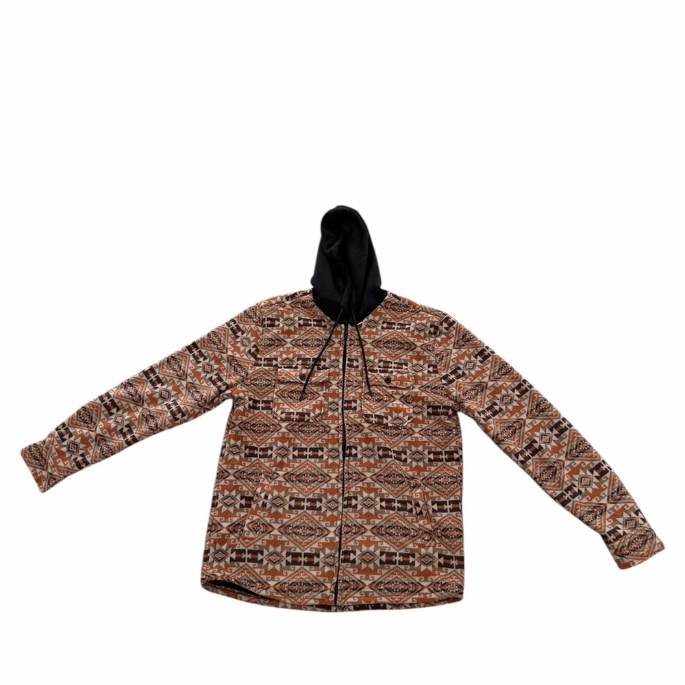 Distortion Men's Plaid Faux Shearling Lined Hooded Jacket Size L NWT